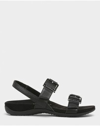 Vionic - Reese Back Strap Sandal - Black Tumbled Leather