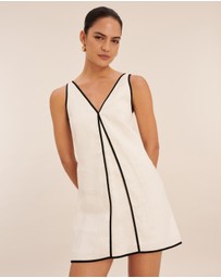 AERE - Zena Linen Contrast Mini Slip Dress