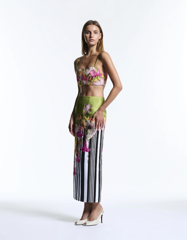 Muma World - Mixed Floral Canopy Beaded Column Skirt