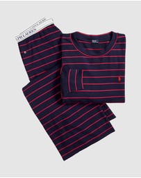 Polo Ralph Lauren - Club Terry Striped Long Sleeve Cotton Jersey Pyjama Set