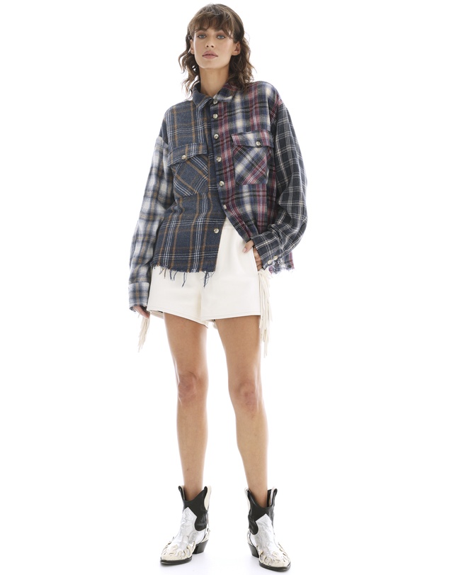 THE TALES - Cut Off Patchwork Check Shirt