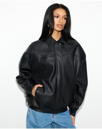 Dazie - Cool Nights Oversized Pebbled Leather Look Jacket