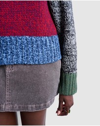 TOPSHOP - Knitted Twist Yarn Patchwork Volume Sleeve Jumper