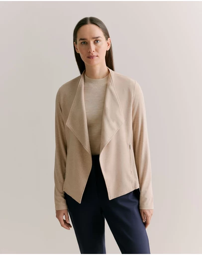 Trenery - Bamboo Viscose Marle Jacket in Oatmeal Marle
