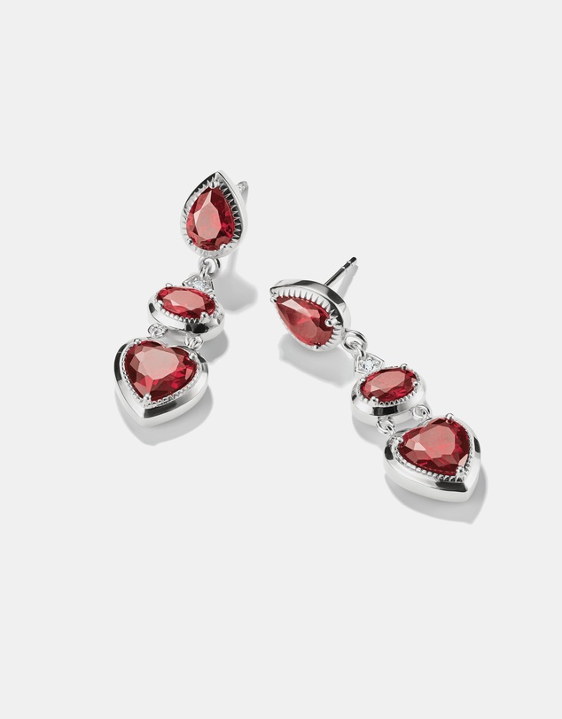 THOMAS SABO - THOMAS SABO Drop Earrings with Red Heart Stones Silver