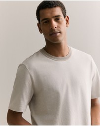 Trenery - Cotton Jacquard Contrast Collar T-shirt in Cement