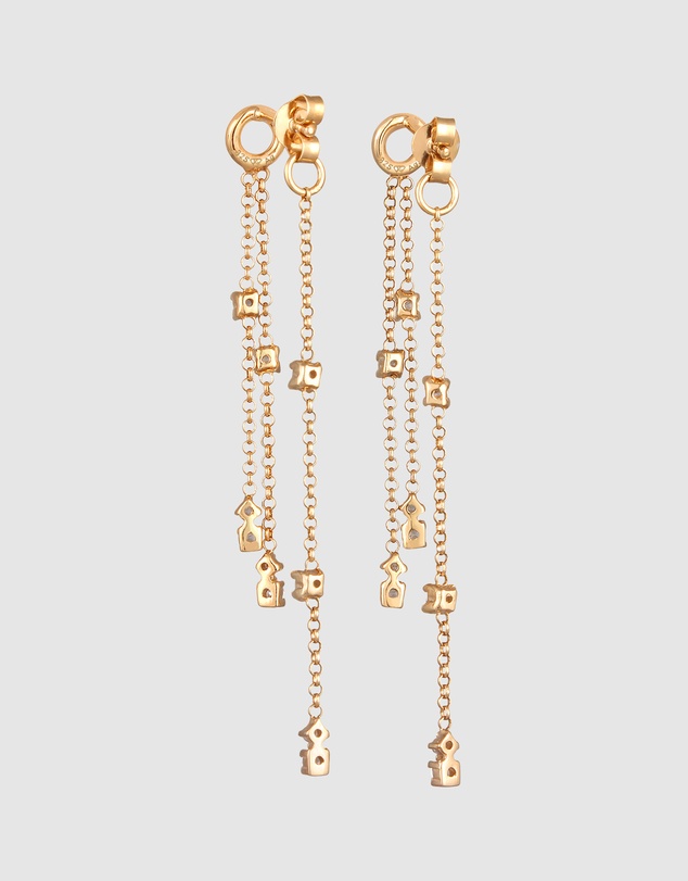Elli Jewelry - Zirconia Chain Drop Earrings in Gold-Plated 925 Silver