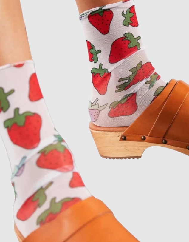 High Heel Jungle - Retro Sheer Strawberry Fields Sock