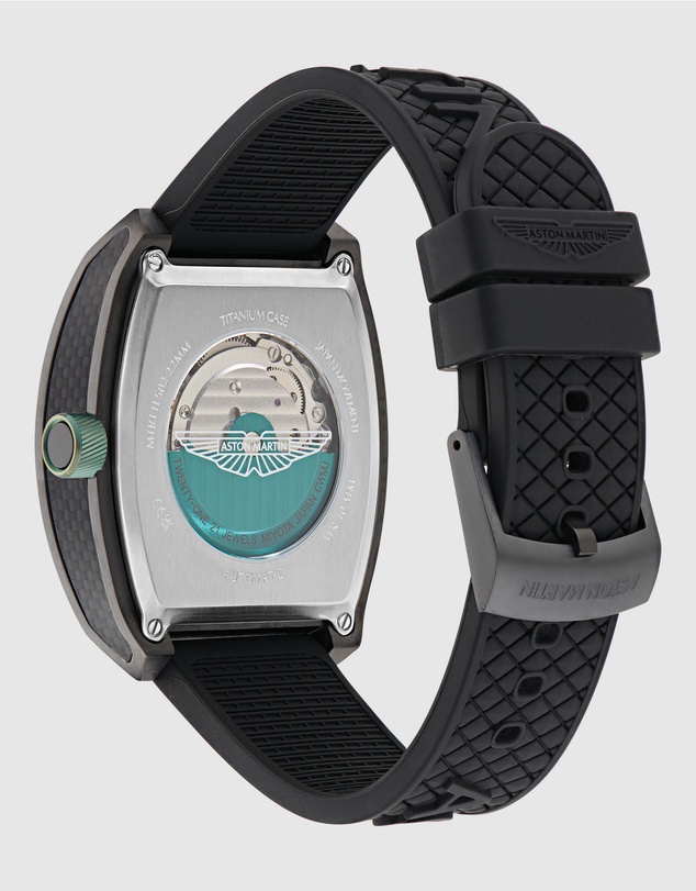 Aston Martin - TRG IP Gunmetal Titanium Case Podium Green Dial Black Silicone Strap Watch