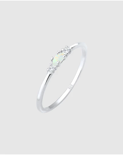 Elli Jewelry - Opal Band Ring in 925 Silver