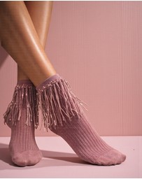 High Heel Jungle - Stevie Metallic Lurex Socks With Glitter Fringe