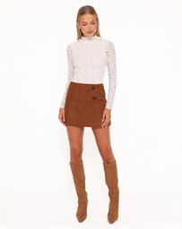 Petal & Pup - Arnie Faux Suede Mini Skirt - Copper Tan