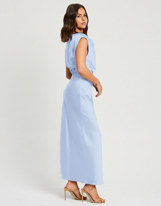 Tussah - Santina Draped Neck Satin Midi Dress