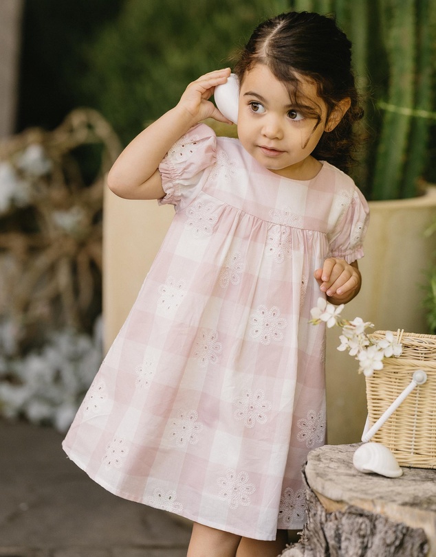 Bebe by Minihaha - Lara Cutwork Check Dress - Kids