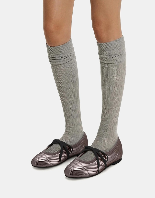 JW PEI - Erika Topstitching Lace-up Ballet Flats