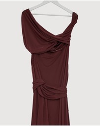 Revibe - Repaired CHANCERY Margot One Shoulder Drape Maxi Dress - AU 6