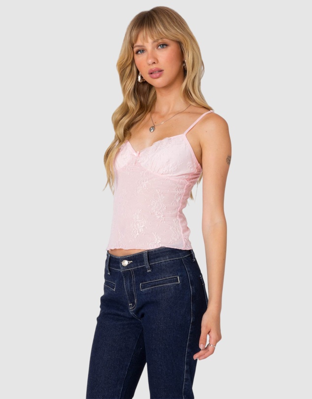 EDIKTED - Angelina Sheer Lace Tank Top