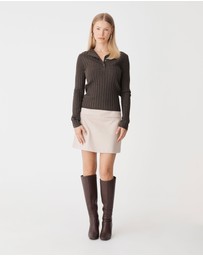 Forcast - Inez Mock Neck Henley Knit