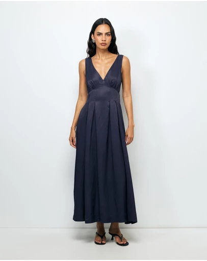 AERE - Nylah V-Neck Midi Dress