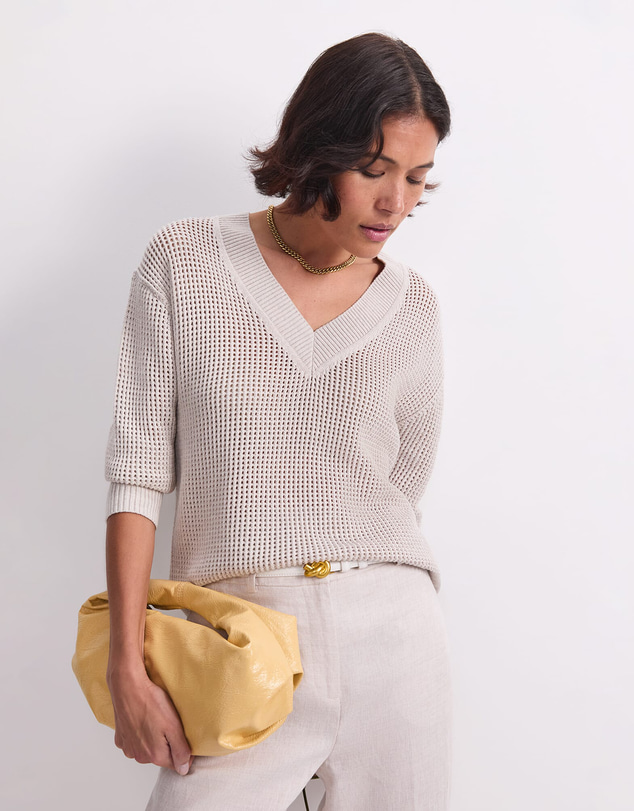 Sportscraft - Cotton Crochet V Neck Knit