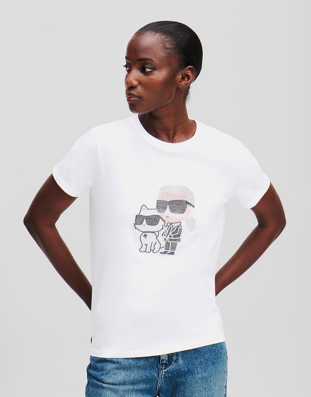 Karl Lagerfeld - Ikon Karl & Choupette Rhinestone T-Shirt