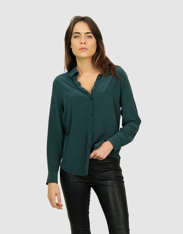 The Fable - Deep Moss Green Silk Shirt