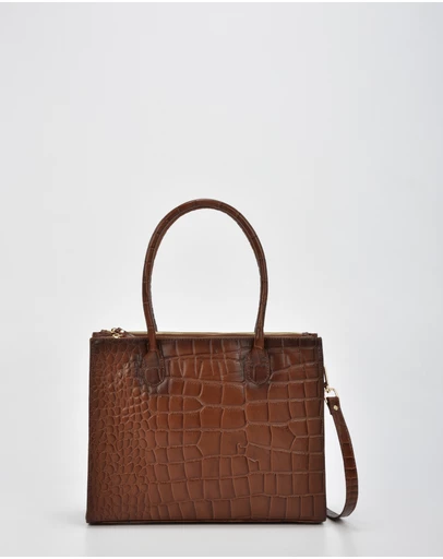 Cobb & Co - Waverley Croc Leather Dual Section Business Tote