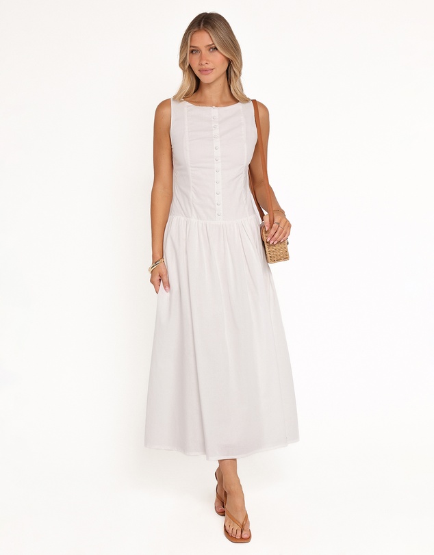 Petal & Pup - Evie Button Front Maxi Dress - White