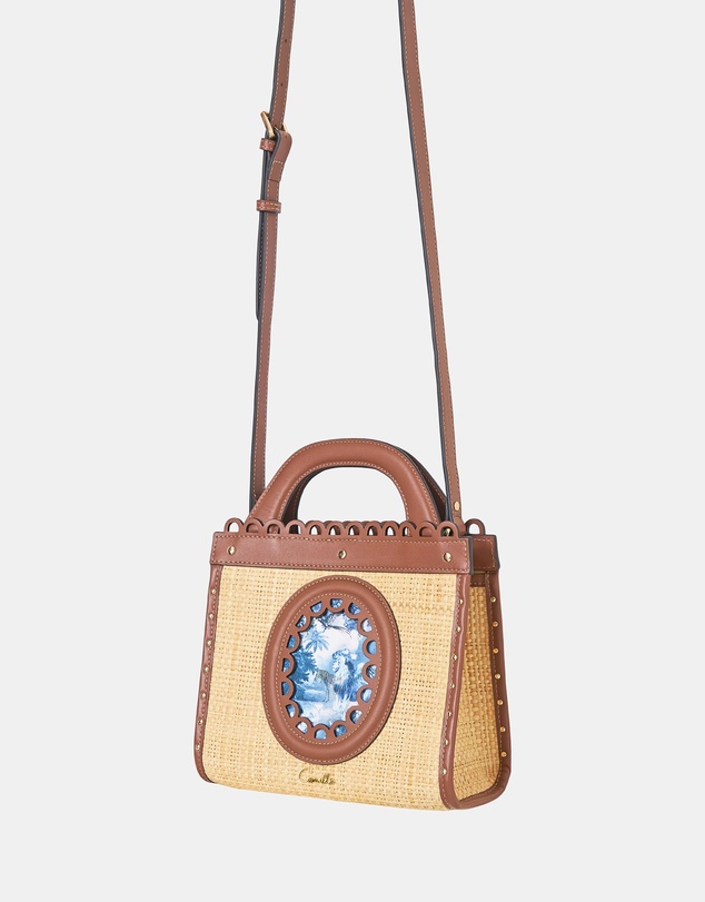 Camilla - Raffia Mini Tote With Leather Trims