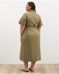 Atmos&Here Curvy - Amy Cotton Drill Midi Shirt Dress