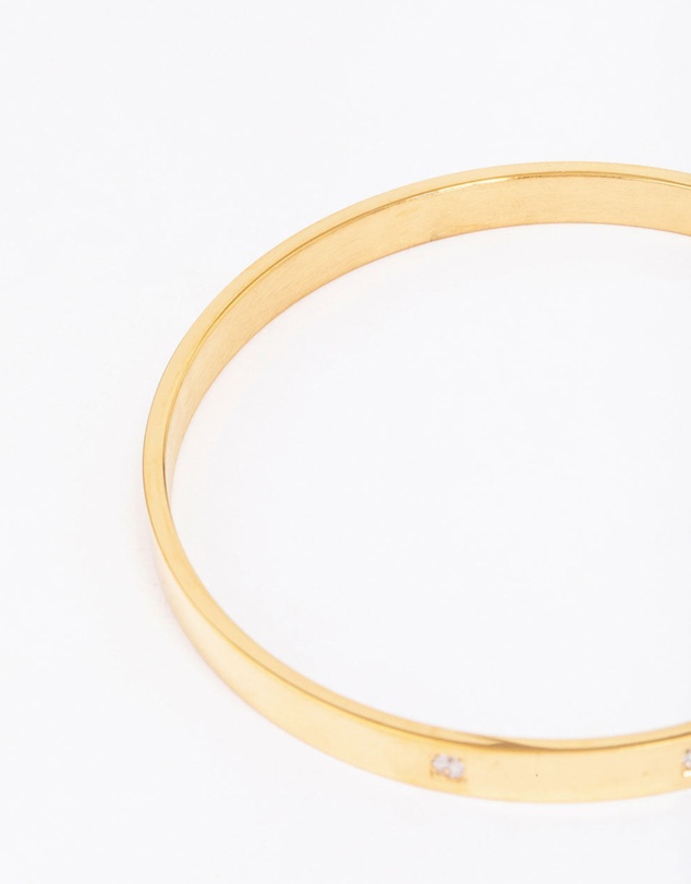 Lovisa - Waterproof Gold Plated Stainless Steel Triangular Cubic Zirconia Flat Bangle