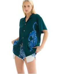 THE TALES - Crouching Tiger Emerald Camp Shirt