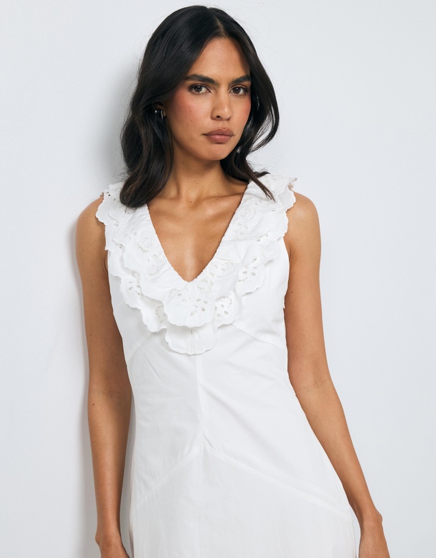 AERE - Evolet Cotton Frill Maxi Dress