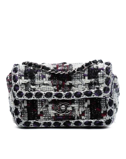Chanel - Pre-Loved Mini Rectangular Quilted Tweed Single Flap