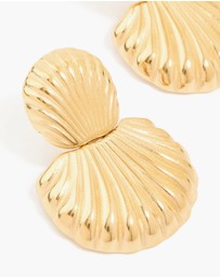 Lovisa - Waterproof Gold Plated Stainless Steel Double Shell Stud Drop Earrings