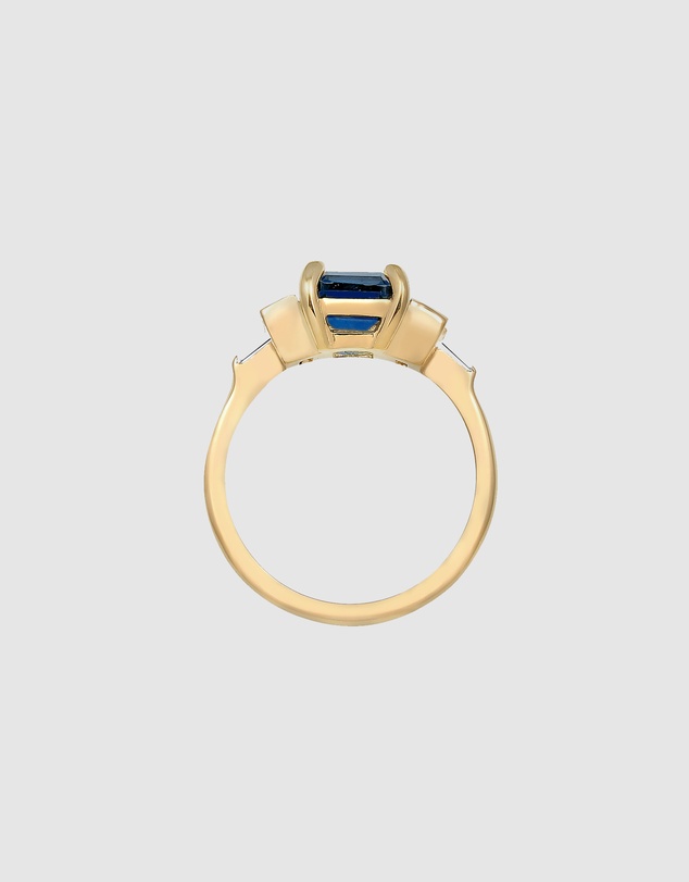 Elli Jewelry - Ring with Stones Rectangle Sapphire 925 Sterling Silver Gold-plated