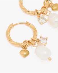 Lovisa - Waterproof Gold Plated Stainless Steel Freshwater Pearl Twist Hoop Earrings