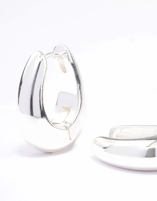 Lovisa - Silver Plated Chunky Oval Huggie Earrings
