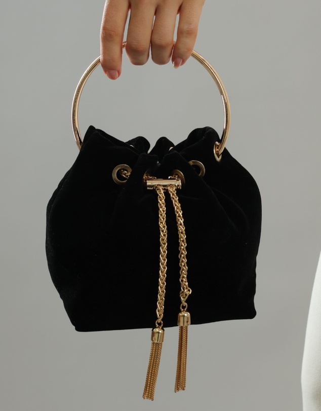 Morgan & Taylor - Nicola Velvet Bucket Bag in Black