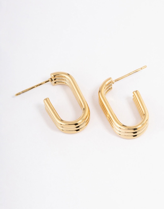 Lovisa - Waterproof Gold Plated Stainless Steel Trio Oval Huggie Earrings