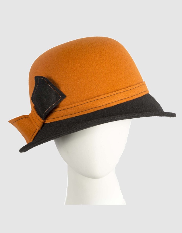 Max Alexander - Winter Felt Orange/Black Cloche Hat