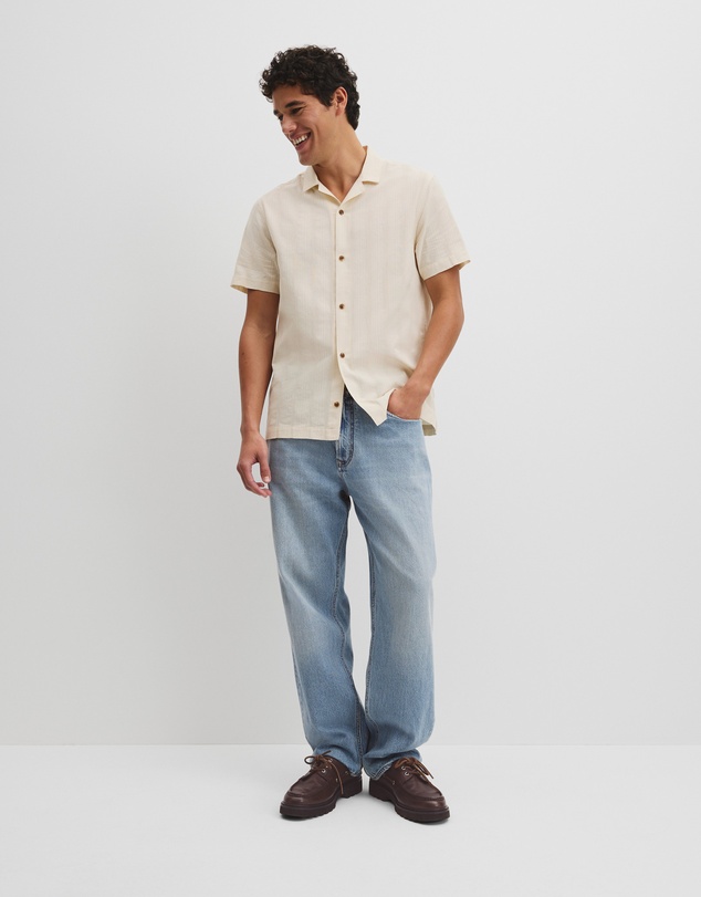 Country Road - Regular Fit Short Sleeve Textured Stripe Shirt