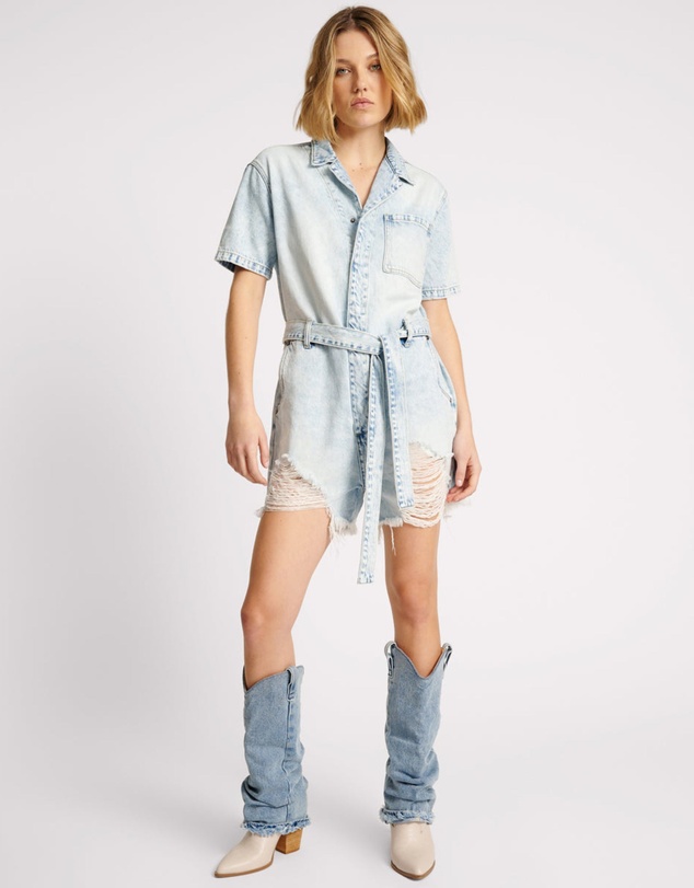 ONE TEASPOON - Depeche Blue Night Movers Denim Jumpsuit