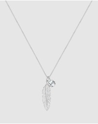 Elli Jewelry - Necklace 925 Sterling Silver Crystal Feather