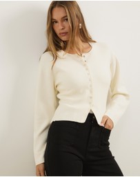 Atmos&Here - Rue Button Up Split Hem Knit Cardigan