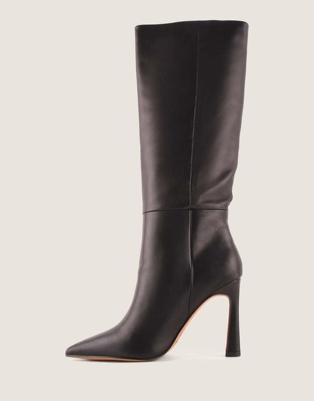 Shelly Shen - Lennon Heel Long Boots Black Leather