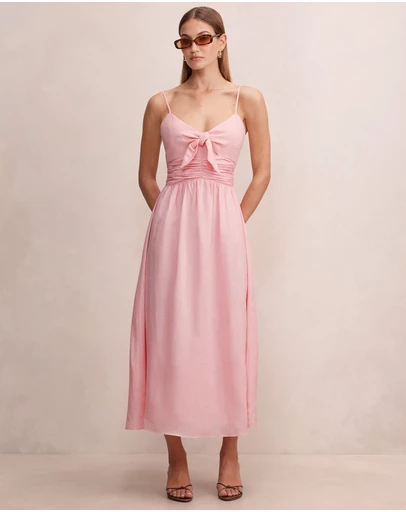 Forever New - Isabella Tie Front Linen Midi Dress