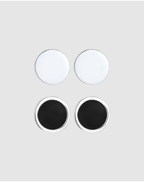 Kuzzoi - ICONIC EXCLUSIVE - Earrings Men Set Stud Circle Geo with Enamel in 925 Sterling Silver