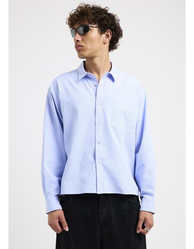 Black Noise White Rain - Crinkle Long Sleeve Shirt