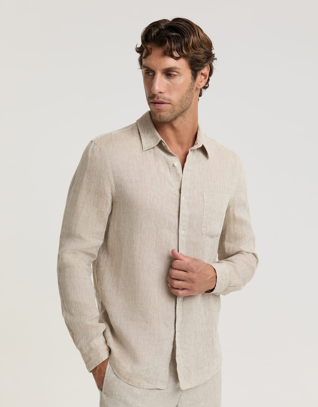 Sportscraft - Long Sleeve Linen Yarn Dyed Shirt